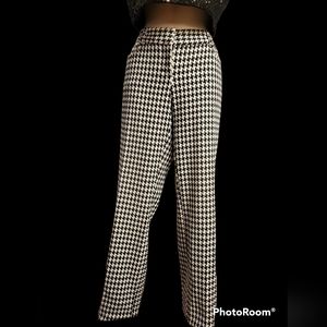 NWT EXPRESS S Pants Tweed Houndstooth Black and White Columnist Slim Fitted Tr